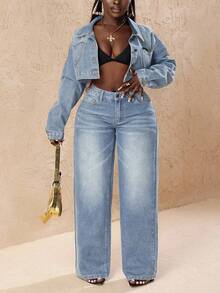 Slaydiva 女士浅蓝色低腰时尚心形口袋牛仔裤 - 藍色 - 查看 8