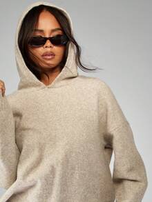 MISSGUIDED 舒适针织毛衣休闲套装秋冬阔腿裤柔软两件套协调服装罗纹领休闲家居服 - 卡其色 - 查看 4