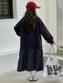 DAZY Tween Girls Casual Dress, Autumn - Navy Blue - View 2