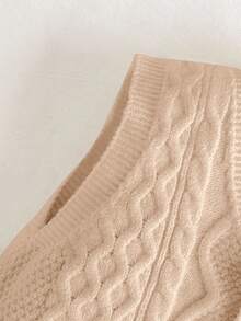 Cozy Pixies 男宝宝休闲百搭 V 领无袖开衫秋冬装女宝宝 - 卡其色 - 查看 3