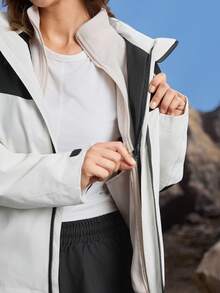 In My Nature 女式外套 女式户外夹克 女式拼色连帽户外风衣、女式拼色夹克、黑白夹克、撞色夹克、前拉链休闲夹克、连帽户外夹克、户外风衣夹克、户外休闲夹克、户外徒步夹克、女式休闲夹克、女式跑步夹克、女式徒步夹克、运动服夹克、秋冬外套、户外徒步夹克、百搭夹克、带口袋的户外徒步夹克外套、软壳夹克、防水夹克、女式秋冬时尚、防水夹克、保暖夹克 - 黑與白 - 查看 2
