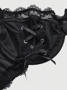 ROMWE Gothic Underwire Lace Eyelet Bra For Women