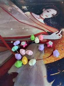 16/32 件多色星形图钉装饰图钉适用于公告板照片墙办公室学校家庭组织 DIY 装饰用品 - 彩色 - 查看 5