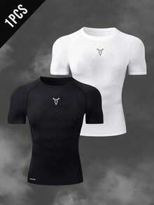 Manfinity Sport Corelite 男式休闲简约插肩袖修身运动 T 恤修身衬衫圆领