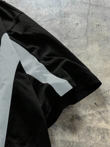 AXEPEAK Men's Knitted Casual Daily Loose Short Sleeve Patchwork T-Shirt