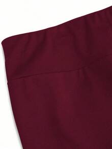 Calvaya Plus Size Women Casual Solid Color Pocket Leggings Fall - Red - View 7