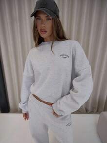 MUSERA Áo sweatshirt tay rộng dáng rộng, in họa tiết độc đáo, phong cách đường phố sang trọng, gợi cảm, thích hợp cho buổi tối đi chơi hoặc dịp lễ Phục sinh. - Màu Xám nhạt - Xem 5