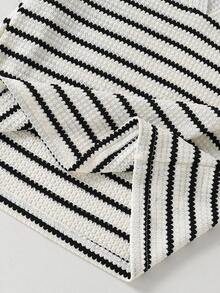 SHEIN Girls Striped Polo Shirt Top, Fashion Outfit, Suitable For Spring & Autumn Fall Winter - White - View 4