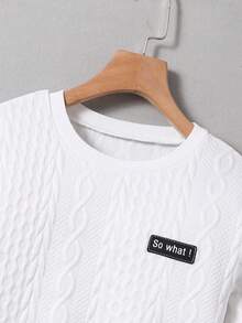 SHEIN 2pcs Tween Boy Casual Textured Sweatshirt And Denim Pants Set Chic Outfits For Autumn/Winter