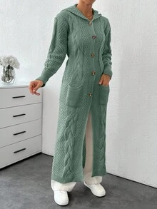EURMUSE Cardigan With Detail And Long Special Button Detail+ 480 - Mint Green - View 6