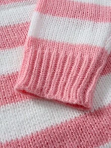 Manfinity Hypemode Suéter casual de hombre con bloques de color y rayas desgastadas, otoño/invierno - Rosa - Ver 4