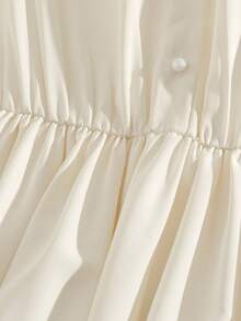 GlowEve 女士刺绣领口收腰 A 字连衣裙，优雅精致，适合日常通勤、商务、浪漫约会、派对、圣诞节、秋冬长袖 - 杏色 - 查看 4