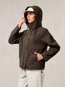 OutZeal 女式防水侧袋连帽户外夹克徒步露营