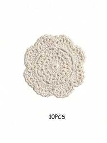 4/6/8/10/12/16/18/20pcs Vintage Floral Crochet Coasters, Vintage Round Coasters, Heat-Resistant Placemats, Tablecloths, And Dining Table Decorations - Perfect For Home, Residence, Kitchen, Coffee Table, Wooden Table, Restaurant, Bar Decoration