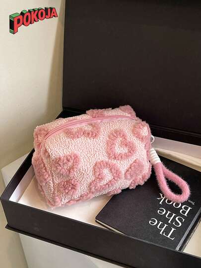 1PC New Cute Makeup Bag - Sweet Girl's Soft Makeup Storage Box, Large Capacity Travel Makeup Bag, Portable Makeup Bag, Suitable For Women, Makeup Storage Bag, Very Suitable For Travel Or As A Gift For Girls.