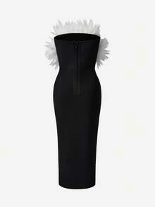 Nuvra Đầm dự tiệc hở lưng màu trơn dáng dài vừa phải cho nữ - màu đen - Xem 7