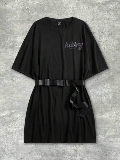 Y2Kool Meloeve Vestido com Fivela Gráfica de Letra Retrô de Rua, Roupa de Concerto para Verão, Férias, Festa, Férias, Aniversário, Praia, Festival, Roupas de Rave, Looks de Ibiza, Vestuário Ocidental, Vestido de Formatura, Roupas Casuais Estilosas para Sair, Coleção de Roupas de Ano Novo