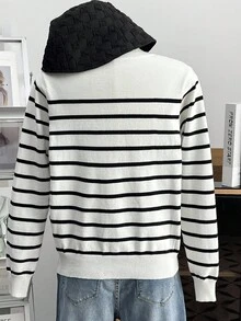 Franclia Women's Contrast Color Minimalist Casual Long Sleeve Cardigan, Christmas - White - View 2