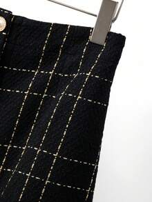 Regalyn Plus Size Women Wool Blend Button Decor Plaid Skirt Fall Cloth For Women