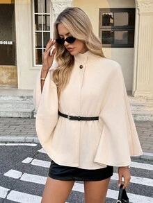 Serisse Women's Fashionable Elegant Solid Color Cloak Overcoat Autumn Winter Clothes For Women