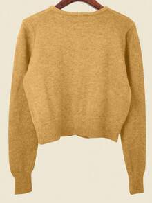 INAWLY Women's Solid Color Drop Shoulder Long Sleeve Single-Breasted Casual Cardigan, Autumn