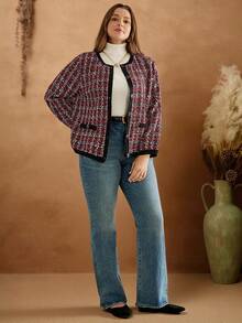 Rosumi 大码优雅通勤格子粗花呢夹克 - 彩色 - 查看 5