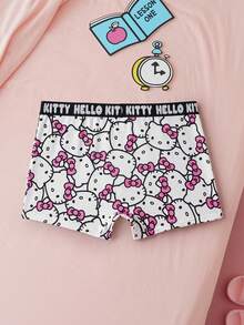 HELLO KITTY AND FRIENDS | SHEIN 男士可爱卡通全印花撞色字母松紧腰带舒适平角内裤 - 粉色 - 查看 2