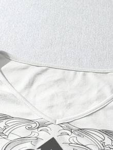 INAWLY Vintage Style Cross Print Long Sleeve T-Shirt Fall Cloth For Women - White - View 4