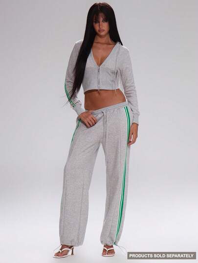 MUSERA Pantalón de chándal con puños y ribete de rayas de contraste, solo Bottom, lindo otoño, regreso a la escuela, casual, trabajo, ropa deportiva, corporativa, navidad, invierno