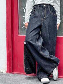 Dazy Kids Tween Girls Casual Denim Jeans - Dark Wash - View 2