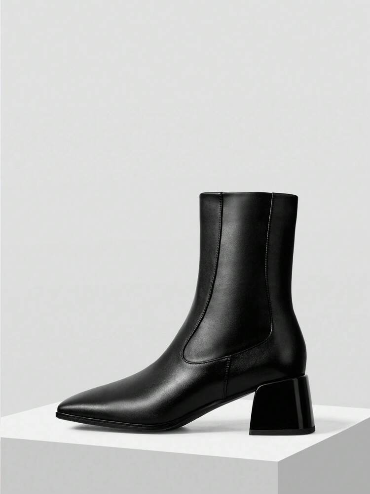 BOTAS DE MEDIA PANTORRILLA CON TACÓN GRUESO Y CREMALLERA LATERAL PARA MUJER