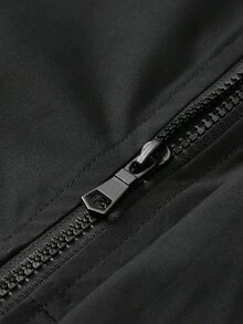 Aesthetic Post--Men's Long Sleeve Casual Versatile Sporty Stand Collar Jacket, Large Graphic Print, Young Couple Style, Large Pockets, Autumn/Winter Jacket Zip-Up Jacket Windbreaker Jacket Streetwear Techwear Jacket - Black - View 6