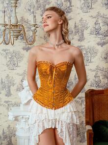 Myrelith 1 件女士优雅提花抹胸塑身上衣 - 橘色 - 查看 4