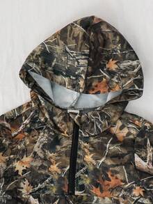 SHEIN 2pcs/Set Baby Boy/Girl Casual Vintage College Style Brown Letter Print Pattern Stand Collar Hooded Jacket And Jogger Pants Set, Fashionable & Cool, Suitable For Spring/Autumn - Multicolor - View 6