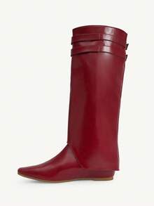 CUCCOO CHICEST Women's Fashion Red Flat Knee-High Boots - Red - View 10