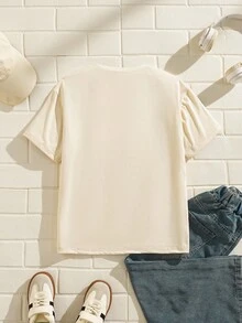 Explorewe 2 peças/Conjunto Camiseta de Manga Longa com Gola Redonda, Estampa de Caveira Colorida e Vintage para Meninos Pré-Adolescentes, Corte Solto Confortável e Versátil para Uso Casual, Transporte, Exterior, Esportes, Escola, Streetwear, Festa, Adequado para Outono, Primavera, Verão - Multicolorido - Visão 2