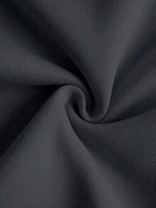 EMERY ROSE Sudadera con cordón y estampado de letras para mujer de talla grande - Gris Oscuro - Ver 3