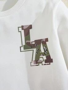 青少年男孩字母印花运动衫和迷彩运动裤套装 - 彩色 - 查看 7