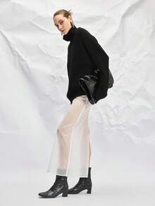 Mnmlis 女士时尚方头粗跟踝靴和中筒靴 - 黑色 - 查看 2