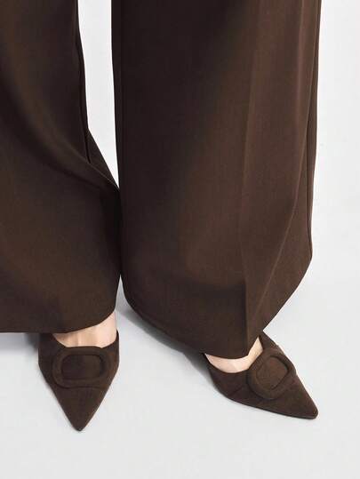 Mnmlis 女士尖头时尚优雅一脚蹬小猫跟高跟鞋，工作和度假穿着舒适