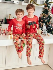Tween Boy Christmas Print Long Sleeve & Long Pants Pajama Set - Multicolor - View 6