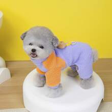 PETSIN Cuddly Thick Pet Jumpsuit – Cute Four-Legged Fleece Pajamas For Small Dogs & Cats, Cozy Autumn/Winter Outfit For Play And Relaxation - Purple - View 4