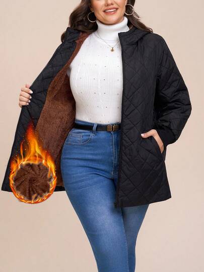 Comfylo Chaqueta con capucha forrada térmicamente de talla grande, versátil para el invierno