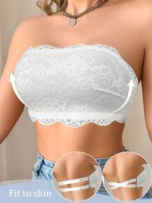 1 件女士蕾丝无钢圈吊带文胸 - 白色 - 查看 4
