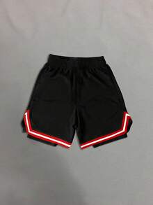 Manfinity Sport Corelite Herren Kontrast-Farbe Elastischer Bund Kordelzug Gestreifte Lässig Sport Shorts, Sommer