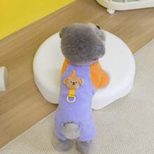 PETSIN Cuddly Thick Pet Jumpsuit – Cute Four-Legged Fleece Pajamas For Small Dogs & Cats, Cozy Autumn/Winter Outfit For Play And Relaxation - Purple - View 3