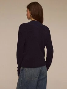 ATUI Studio Women's Vintage Round Neck Long Sleeve Knitted Cardigan, Fashion, Simple, Versatile, Casual Style Loose Knit Sweater For Autumn