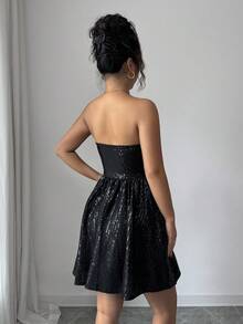 SHEIN Raffinéa New Fashion Elegant Party Style Date Dress Sleeveless Full Skirt Body-Hugging Waist Slimming Black Shiny Sequins Short Party Women's Dress, Elegant Dress For Women,Black Formal Dress For Women , Luxury Dresses ,Chic Dress, Sequin Dress For Women, Christmas Women's Clothing,New Year Clothes,Elegant Dresses For Party,Going Out Outfit ,Graduation Dress For Women,, Prom Dresses