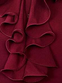 Firerie Women's Exaggerated Ruffle Collar Long Sleeve Blouse,Red Top - Burgundy - View 7