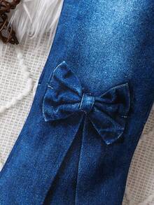 Baby Girl Realistic Denim Print Flare Pants